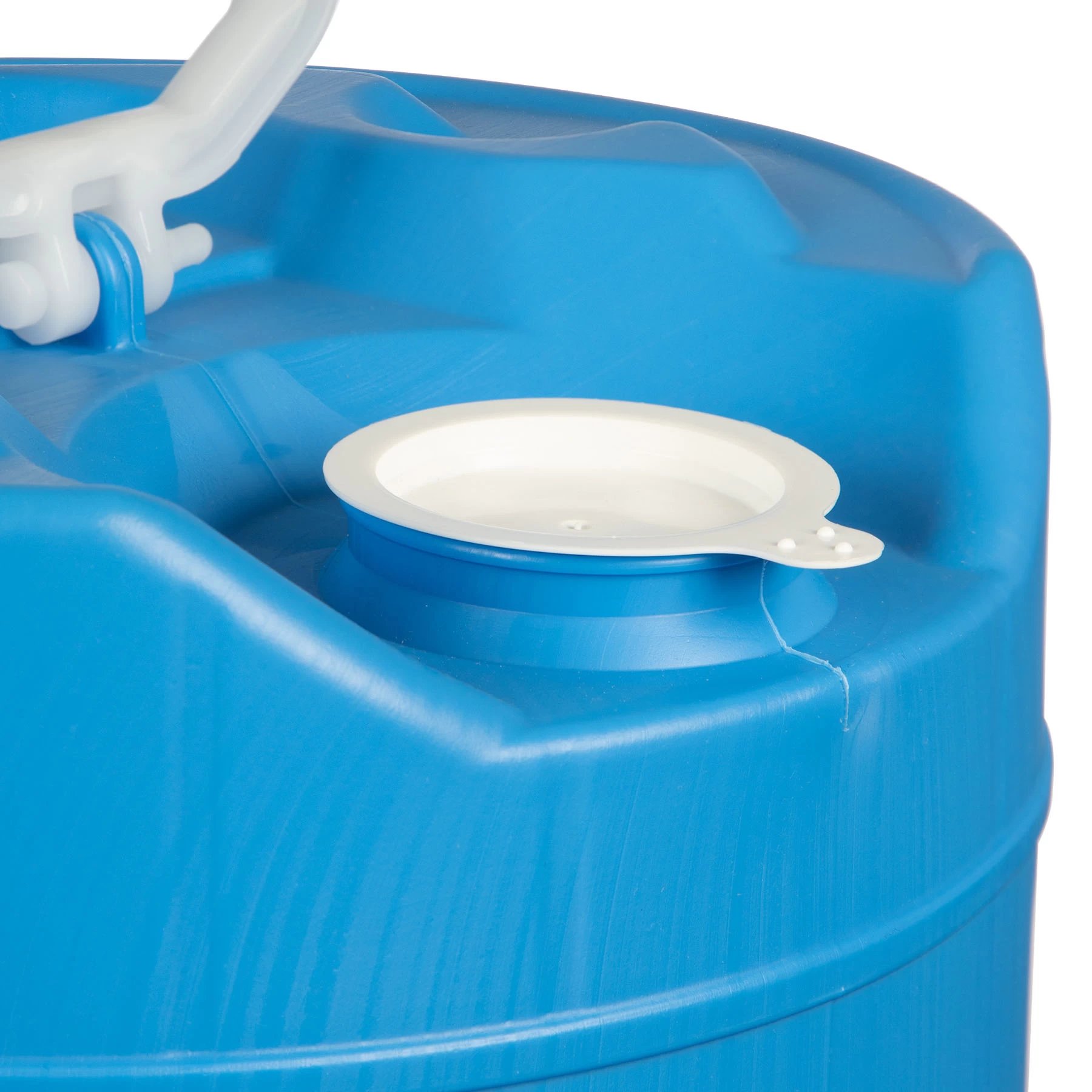 6 Gallon (22 L) Round Blue HDPE Plastic Tight Head Container, Rieke Opening, Vent, UN Rated - Image 4