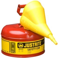1 Gallon, Type I Safety Can W/Self-Close Lid For Flammables, Red, Funnel