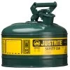 1 Gallon, Type I Safety Can W/Self-Close Lid For Flammables, Green