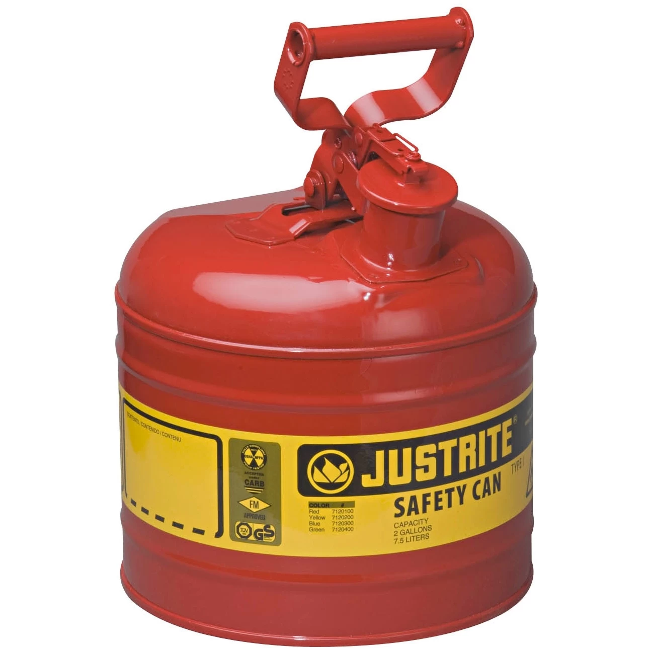 2 Gallon, Type I Safety Can W/Self-Close Lid For Flammables, Red (Multi-Lingual) 3 2 Gallon, Type I Safety Can W/Self-Close Lid For Flammables, Red (Multi-Lingual)