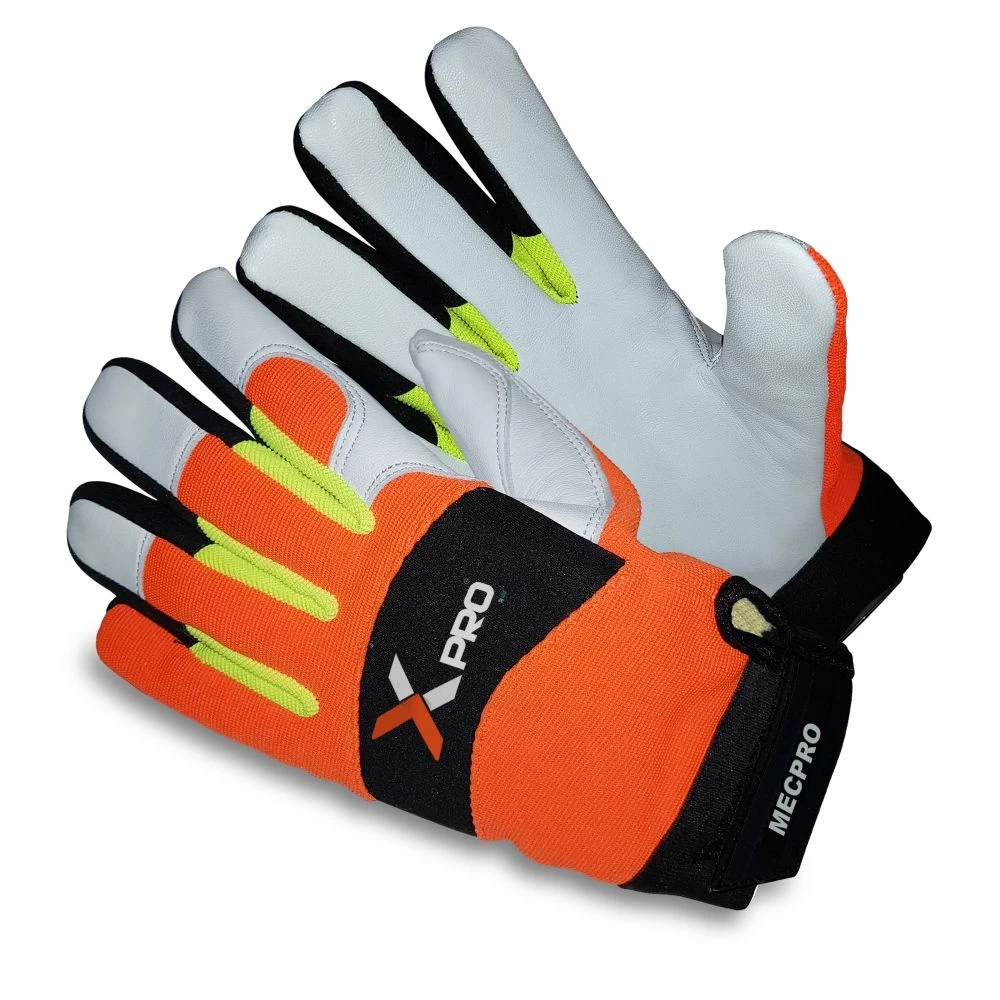 Orange Cowhide Mechanics Work Gloves, Cut Resistant 3 Orange Cowhide Mechanics Work Gloves, Cut Resistant