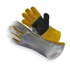Silver Cowhide Welding Work Gloves, Cut Resistant