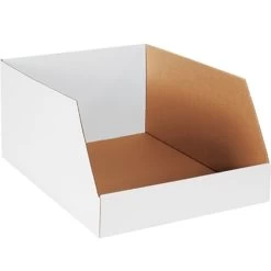 18" X 24" X 12" White Corrugated Open Top Bin Box