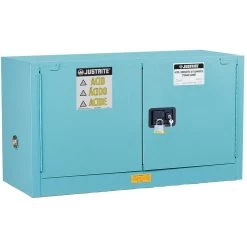 ChemCor® Lined Piggyback Corrosives/Acid Safety Cabinet, 17 Gallon, S/C Doors, Blue