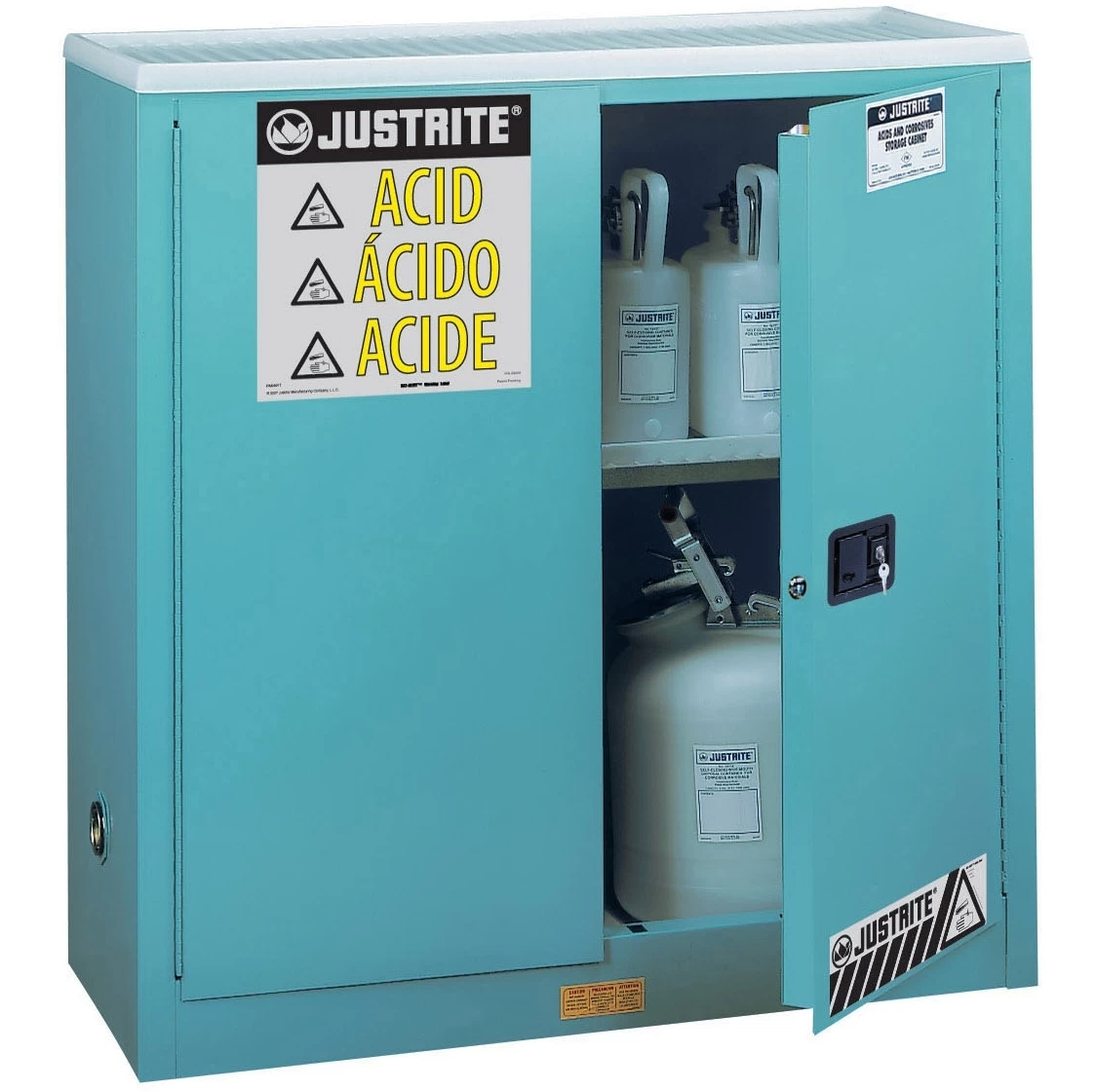 Sure-Grip® EX Corrosives/Acid Safety Cabinet, 30 Gallon, M/C Doors, Blue 3 Sure-Grip® EX Corrosives/Acid Safety Cabinet, 30 Gallon, M/C Doors, Blue