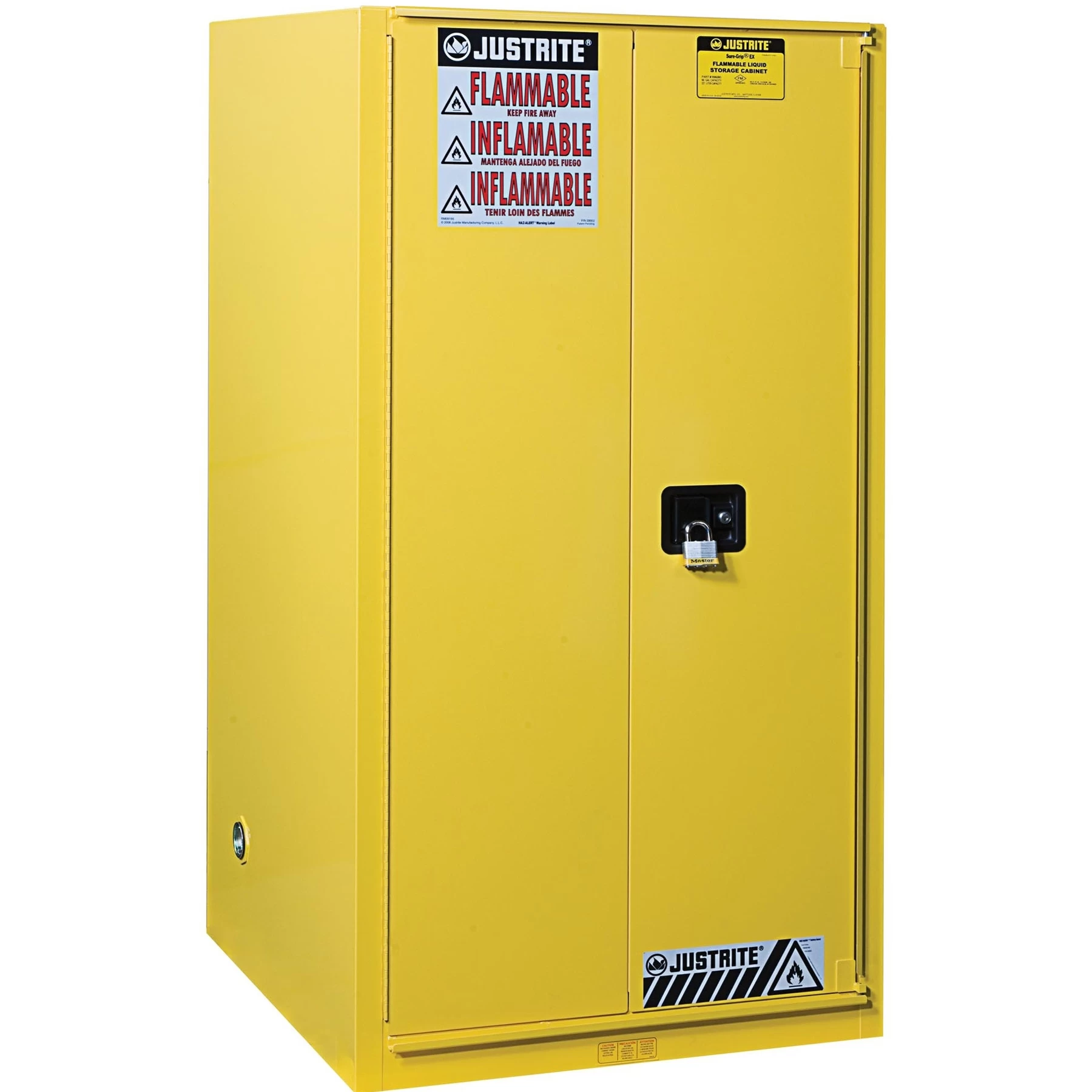 Sure-Grip® EX Flammable Safety Cabinet, 60 Gallon, Bi-Fold S/C Doors, Yellow 4 Sure-Grip® EX Flammable Safety Cabinet, 60 Gallon, Bi-Fold S/C Doors, Yellow - Image 2