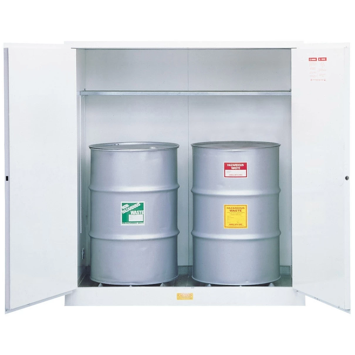 Sure-Grip® EX Flammable Waste Vertical 2-55 Gallon Drum Safety Cabinet, M/C Doors, White 3 Sure-Grip® EX Flammable Waste Vertical 2-55 Gallon Drum Safety Cabinet, M/C Doors, White