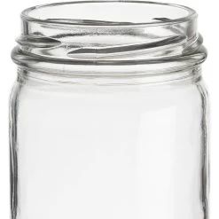 8 Oz. Clear Glass Mayo Jar W/ Gold Metal Lug Cap W/ Plastisol Liner, 58mm 58-2020 -container 8oz clear glass mayo jar 58mm 58 2020 99g623 4