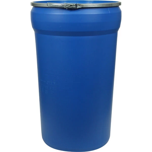 55 Gallon Blue Plastic Drum, Taper Sided, UN Rated, Cover W/Metal Lever Lock 3 55 Gallon Blue Plastic Drum, Taper Sided, UN Rated, Cover W/Metal Lever Lock