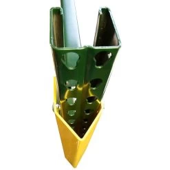 24"H Yellow Steel Bolt On Post Protector W/3 Bolt Holes -container bp 24 bolt on protector top down view