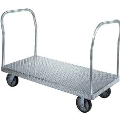 Wesco 30" X 48" Aluminum Platform Truck, Thrifty-Plate, Light-Duty, 8" X 2" Rubber Casters, 2,400 Lb. Capacity -container optional extra handle 1 26