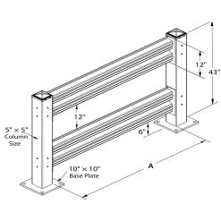 5' Heavy Duty Safety Guard Rail, Yellow, 13 Gauge Steel -container rail system. fulljpg 4
