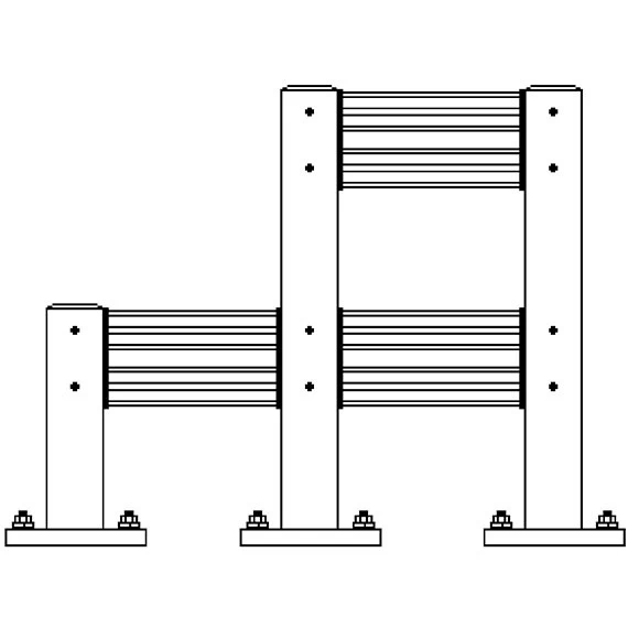 43" Heavy Duty Double Rail Post, Center Column, Yellow, 13 Gauge Steel 9 43" Heavy Duty Double Rail Post, Center Column, Yellow, 13 Gauge Steel - Image 7