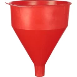 Red Plastic Funnel With Brass Screen, 1 Gallon