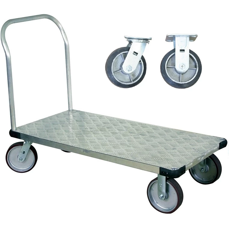 Wesco 24" X 48" Aluminum Platform Truck, Thrifty-Plate, 6" X 2" Rubber Casters, 2,000 Lb. Capacity 3 Wesco 24" X 48" Aluminum Platform Truck, Thrifty-Plate, 6" X 2" Rubber Casters, 2,000 Lb. Capacity