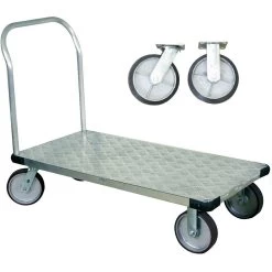Wesco 30" X 48" Aluminum Platform Truck, Thrifty-Plate, Light-Duty, 8" X 2" Rubber Casters, 2,400 Lb. Capacity