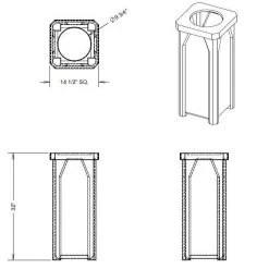22 Gallon Brown Square Trash Receptacle, Bug Barrier Lid 10 22 Gallon Brown Square Trash Receptacle, Bug Barrier Lid -container s7901a 02 drawing 1