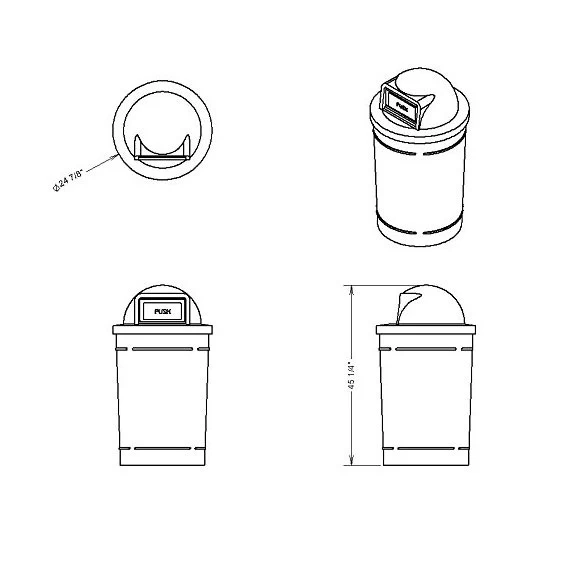 55 Gallon Green Trash Receptacle, Dome Top Lid 7 55 Gallon Green Trash Receptacle, Dome Top Lid - Image 5