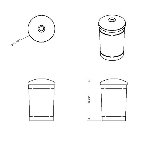 55 Gallon Orange Recycling Receptacle, Mushroom Top 4" Opening 6 55 Gallon Orange Recycling Receptacle, Mushroom Top 4" Opening - Image 4