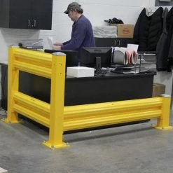 5' Heavy Duty Safety Guard Rail, Yellow, 13 Gauge Steel -container single rail 7