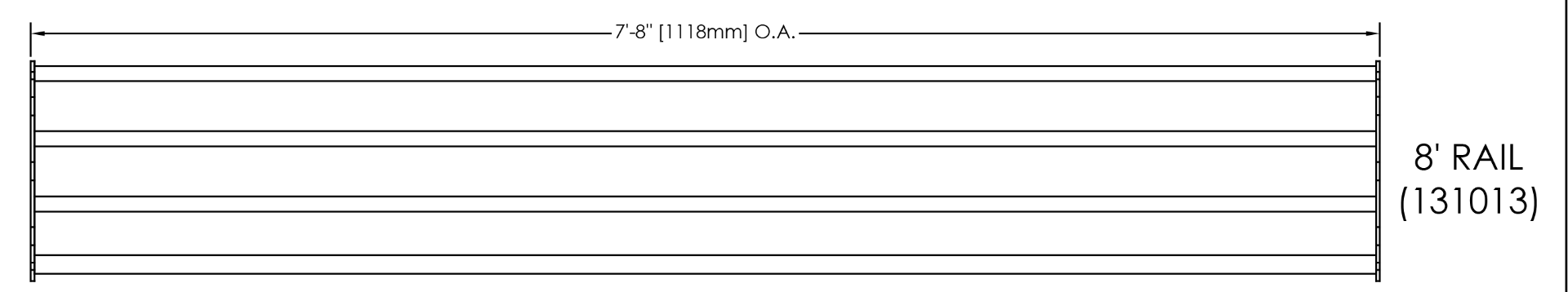 8' Standard Safety Guard Rail, Yellow, 13 Gauge Steel 5 8' Standard Safety Guard Rail, Yellow, 13 Gauge Steel - Image 3